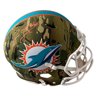 JASON TAYLOR DOLPHINS AUTOGRAPHED CAMO SPEED AUTHENTIC HELMET SIGNED IN ORANGE W/ #99 INSCRIPTION (3-1-1-2)