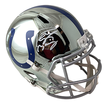 PEYTON MANNING COLTS AUTOGRAPHED CHROME SPEED REPLICA HELMET SIGNED IN WHITE (3-2-1-3)