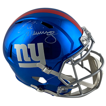 ELI MANNING GIANTS AUTOGRAPHED CHROME SPEED REPLICA HELMET SIGNED IN WHITE (3-2-1-3)