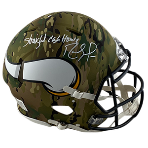 RANDY MOSS VIKINGS AUTOGRAPHED CAMO SPEED AUTHENTIC HELMET SIGNED IN WHITE W/ STRAIGHT CASH HOMIE INSCRIPTION (3-4-2-3)