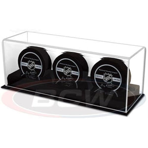 TRIPLE HOCKEY PUCK ACRYLIC DISPLAY CASE BY BCW