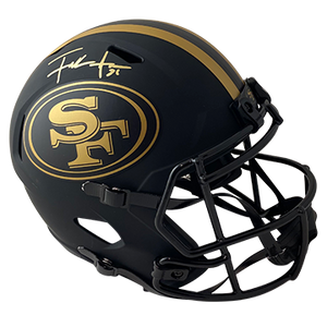 FRANK GORE 49ERS AUTOGRAPHED ECLIPSE SPEED REPLICA HELMET SIGNED IN GOLD W/ #21 INSCRIPTION (3-1-1-1)