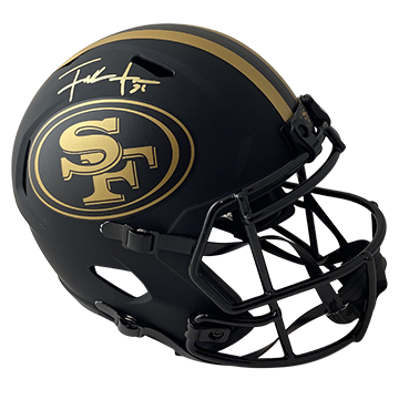 FRANK GORE 49ERS AUTOGRAPHED ECLIPSE SPEED REPLICA HELMET SIGNED IN GOLD W/ #21 INSCRIPTION (3-1-1-1)