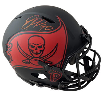 JASON PIERRE-PAUL BUCCANEERS AUTOGRAPHED ECLIPSE SPEED  AUTHENTIC HELMET SIGNED IN RED W/ #90 INSCRIPTION (3-1-1-1)