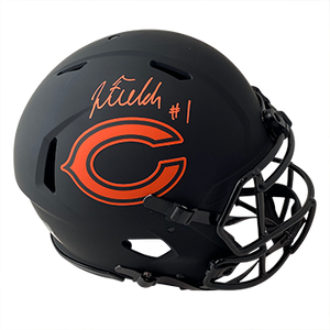 JUSTIN FIELDS BEARS AUTOGRAPHED ECLIPSE SPEED AUTHENTIC HELMET SIGNED IN ORANGE W/ #1 INSCRIPTION (3-1-3-1)