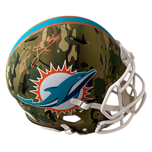 JASON TAYLOR DOLPHINS AUTOGRAPHED CAMO SPEED AUTHENTIC HELMET SIGNED IN ORANGE W/ #99 INSCRIPTION (3-1-1-2)