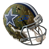 EMMITT SMITH COWBOYS AUTOGRAPHED CAMO SPEED AUTHENTIC HELMET SIGNED IN BLUE W/ #22 INSCRIPTION (3-1-1-3)