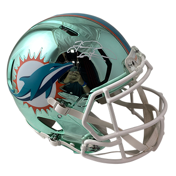 TUA TAGOVAILOA  DOLPHINS AUTOGRAPHED CHROME SPEED AUTHENTIC HELMET SIGNED IN WHITE (3-1-1-3)