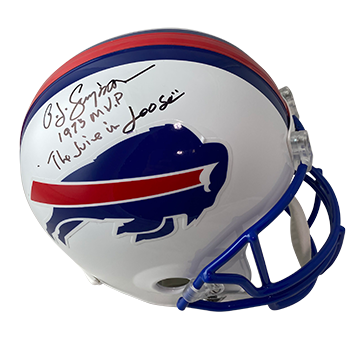 O.J. Simpson Signed Buffalo Bills Throwback White Riddell Full