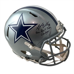 LEIGHTON VANDER ESCH COWBOYS AUTOGRAPHED SPEED AUTHENTIC HELMET SIGNED IN BLACK W/ #55, HOW ABOUT THEM COWBOYS! INSCRIPTION (3-2-1-1)