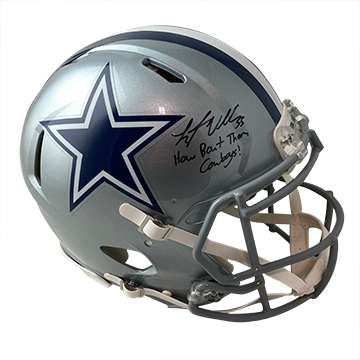 LEIGHTON VANDER ESCH COWBOYS AUTOGRAPHED SPEED AUTHENTIC HELMET SIGNED IN BLACK W/ #55, HOW ABOUT THEM COWBOYS! INSCRIPTION (3-2-1-1)