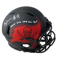 KEYSHAWN JOHNSON BUCCANEERS AUTOGRAPHED ECLIPSE SPEED AUTHENTIC HELMET SIGNED IN WHITE W/ #19, THROW ME THE DAMN BALL INSCRIPTION (3-2-2-1)