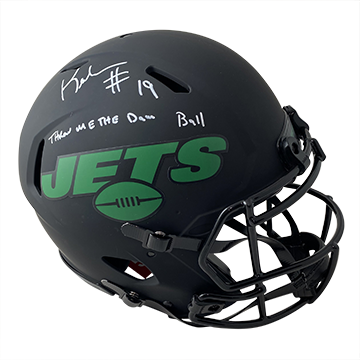 KEYSHAWN JOHNSON JETS AUTOGRAPHED ECLIPSE SPEED AUTHENTIC HELMET SIGNED IN WHITE W/ #19, THROW ME THE DAMN BALL INSCRIPTION (3-2-2-1)