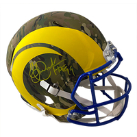 ERIC DICKERSON RAMS AUTOGRAPHED CAMO SPEED AUTHENTIC HELMET SIGNED IN YELLOW W/ HOF 99 INSCRIPTION (3-2-2-1)