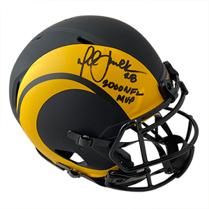 MARSHALL FAULK RAMS AUTOGRAPHED ECLIPSE SPEED AUTHENTIC HELMET SIGNED IN BLACK W/ #28, 2000 NFL MVP INSCRIPTION (3-2-2-1)