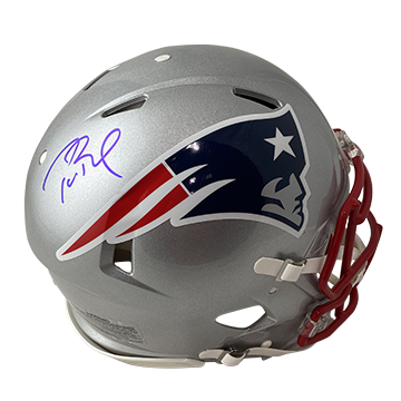 TOM BRADY PATRIOTS AUTOGRAPHED CHROME SPEED REPLICA HELMET SIGNED IN W