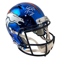 PEYTON MANNING BRONCOS AUTOGRAPHED CHROME SPEED REPLICA HELMET SIGNED IN WHITE (3-2-1-3)