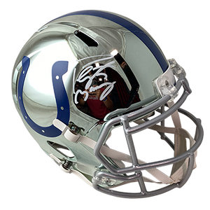 PEYTON MANNING COLTS AUTOGRAPHED CHROME SPEED REPLICA HELMET SIGNED IN WHITE (3-2-1-3)
