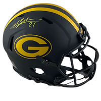 CHARLES WOODSON PACKERS AUTOGRAPHED ECLIPSE SPEED AUTHENTIC HELMET SIGNED IN YELLOW W/ #21 INSCRIPTION (3-2-1-3)