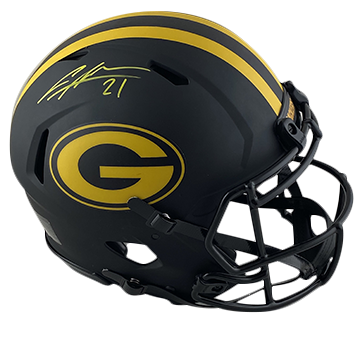 CHARLES WOODSON PACKERS AUTOGRAPHED ECLIPSE SPEED AUTHENTIC HELMET SIGNED IN YELLOW W/ #21 INSCRIPTION (3-2-1-3)
