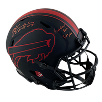 AJ ESPENSA  BILLS AUTOGRAPHED ECLIPSE SPEED AUTHENTIC HELMET SIGNED IN RED W/ #57, FIRST CAREER SACK 9/27/20 INSCRIPTION (3-2-2-3)