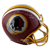 JOE THEISMANN REDSKINS AUTOGRAPHED 1982 VSR4 AUTHENTIC THROWBACK HELMET SIGNED IN SILVER W/ #7 & 1983 NFL MVP  INSCRIPTION (3-4-2-2)