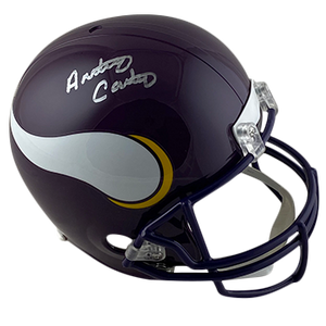 ANTHONY CARTER VIKINGS AUTOGRAPHED VSR4 REPLICA HELMET SIGNED IN SILVER (3-4-2-2)