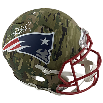 DEION BRANCH PATRIOTS AUTOGRAPHED CAMO SPEED AUTHENTIC HELMET SIGNED IN WHITE (3-4-2-3)