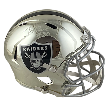 JERRY RICE RAIDERS AUTOGRAPHED CHROME SPEED REPLICA HELMET SIGNED IN WHITE W/ #80 INSCRIPTION (3-4-3-3)
