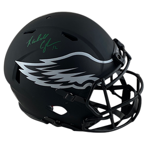 RANDALL CUNNINGHAM EAGLES AUTOGRAPHED ECLIPSE SPEED AUTHENTIC HELMET SIGNED IN GREEN W/ #12 INSCRIPTION (3-4-3-4)