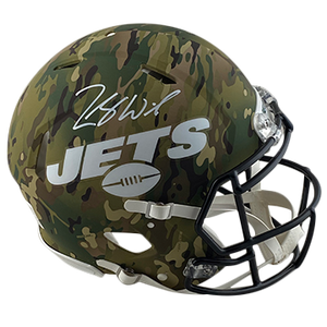 ZACH WILSON JETS AUTOGRAPHED CAMO SPEED AUTHENTIC HELMET SIGNED IN WHITE (3-4-2-5)