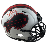 JIM KELLY BILLS AUTOGRAPHED LUNAR ECLIPSE SPEED AUTHENTIC HELMET SIGNED IN RED W/ HOF 02 INSCRIPTION (3-4-2-6)
