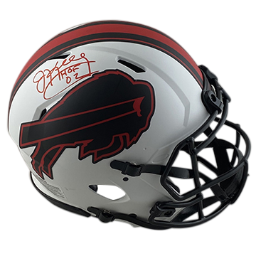 JIM KELLY BILLS AUTOGRAPHED LUNAR ECLIPSE SPEED AUTHENTIC HELMET SIGNED IN RED W/ HOF 02 INSCRIPTION (3-4-2-6)